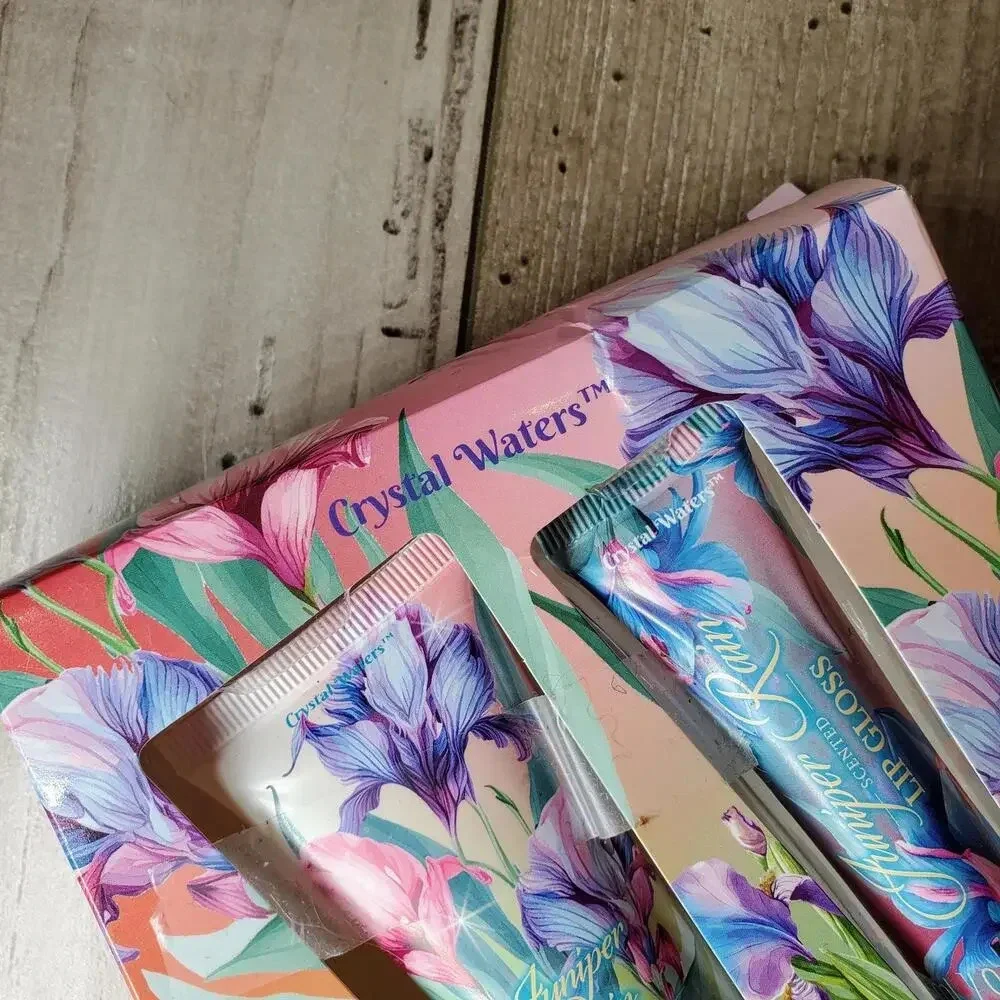 NIB Crystal Waters Juniper Rain Hand Cream and Lip Gloss Gift Set